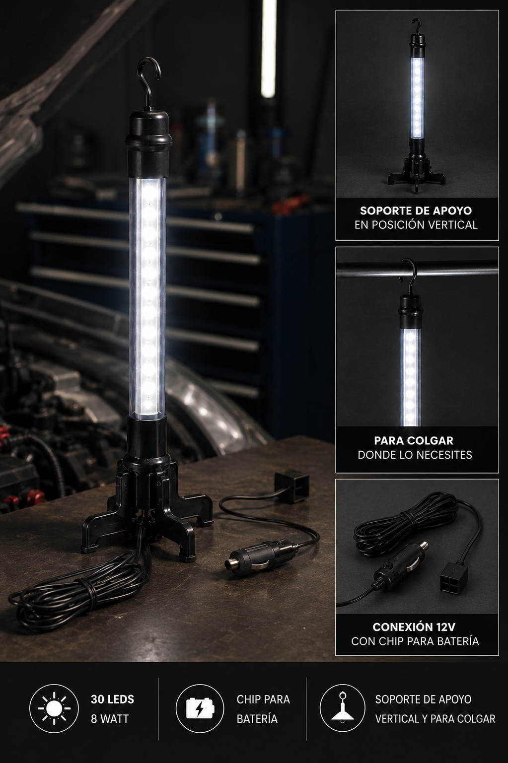 Tubo Auxiliar 12V con 30 Leds