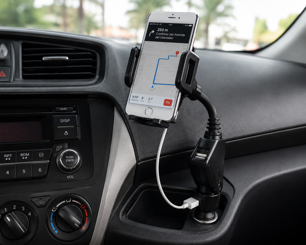 Soporte para Celular + Cargador USB x 2