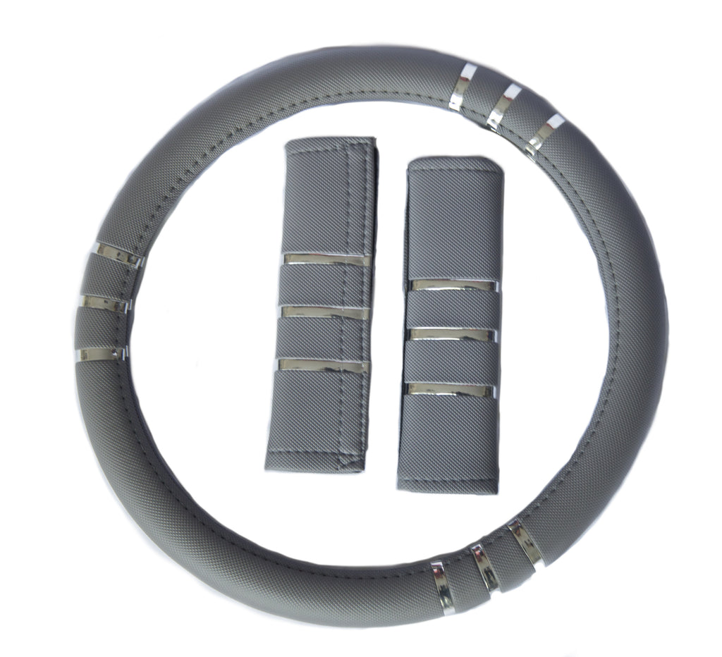 Set Cubrevolante + Cubre Cinturon de Seg. Gris/Plata