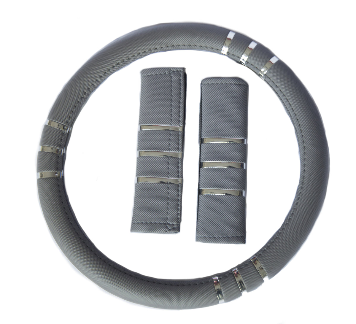Set Cubrevolante + Cubre Cinturon de Seg. Gris/Plata