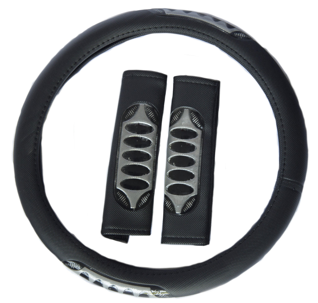 Set Cubrevolante + Cubre Cinturon de Seg. Negro/gris
