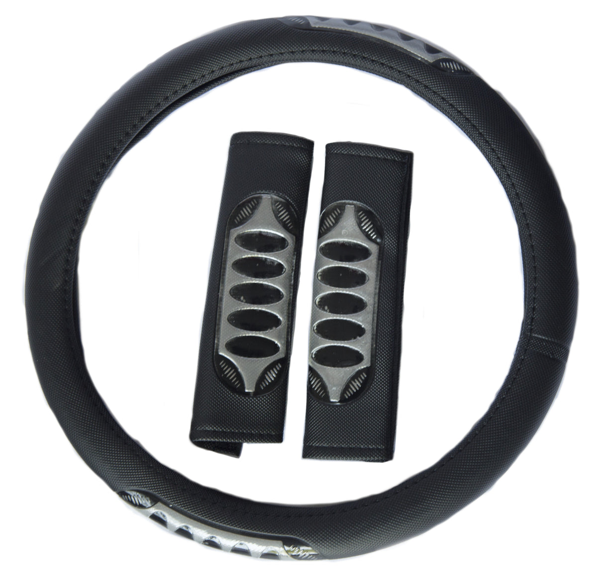 Set Cubrevolante + Cubre Cinturon de Seg. Negro/gris