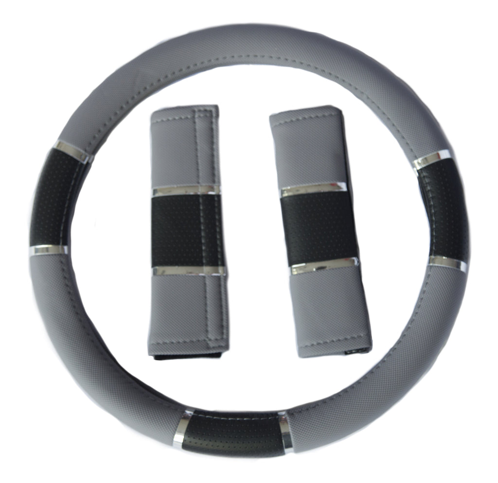 Set Cubrevolante + Cubre Cinturon de Seg.negro/Gris
