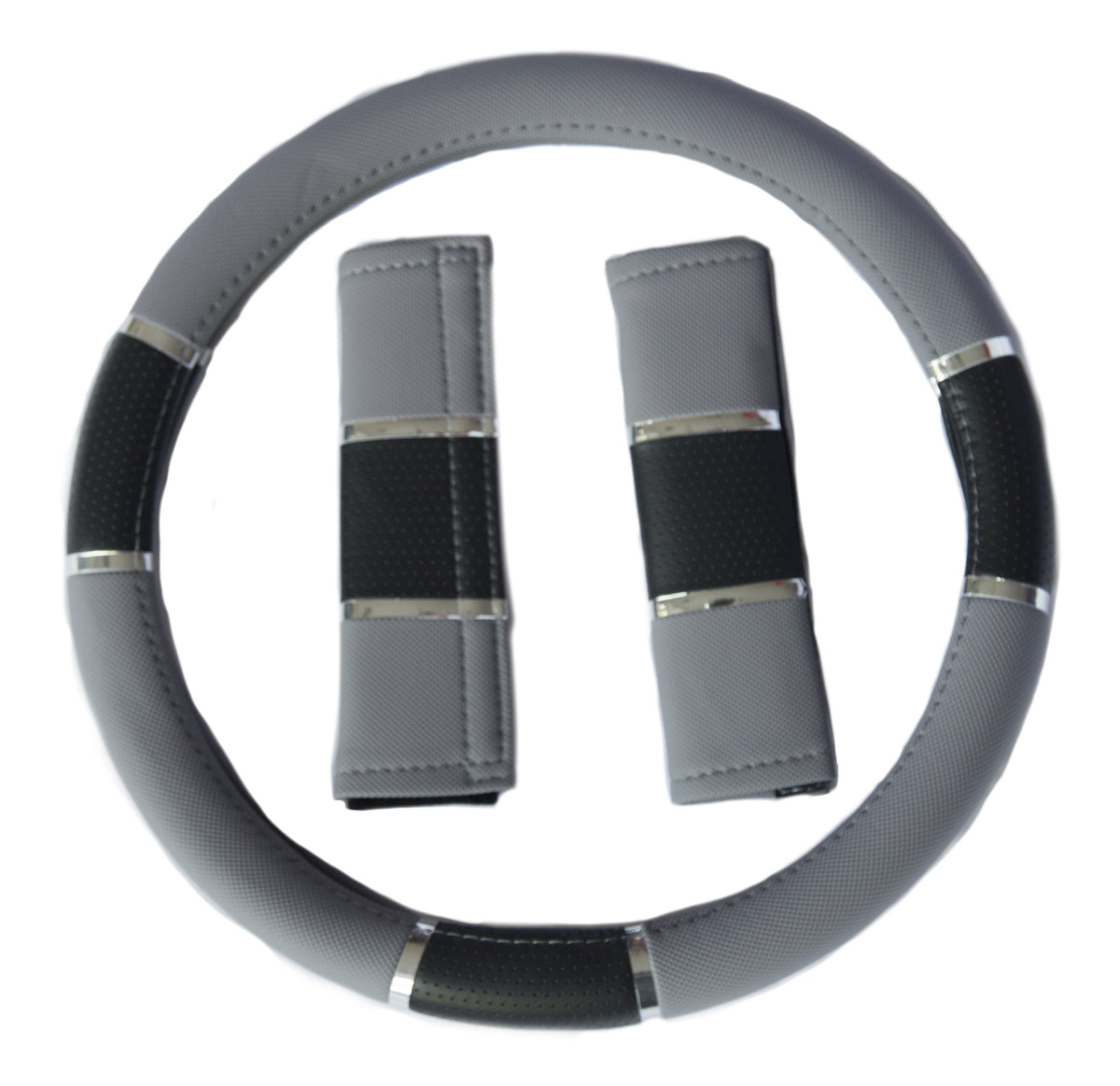 Set Cubrevolante + Cubre Cinturon de Seg.negro/Gris
