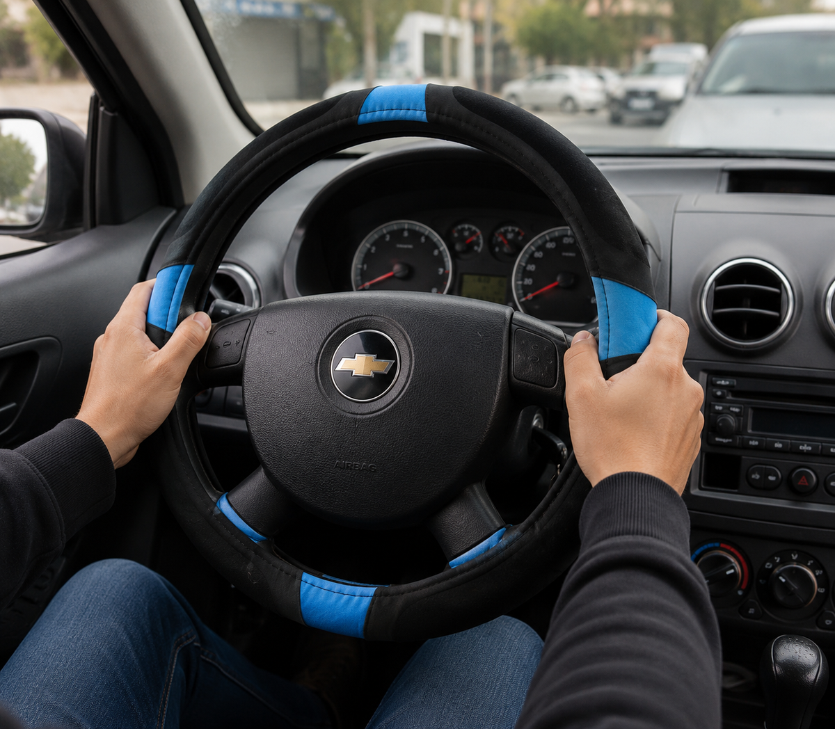 Cubrevolante Suede con Charol