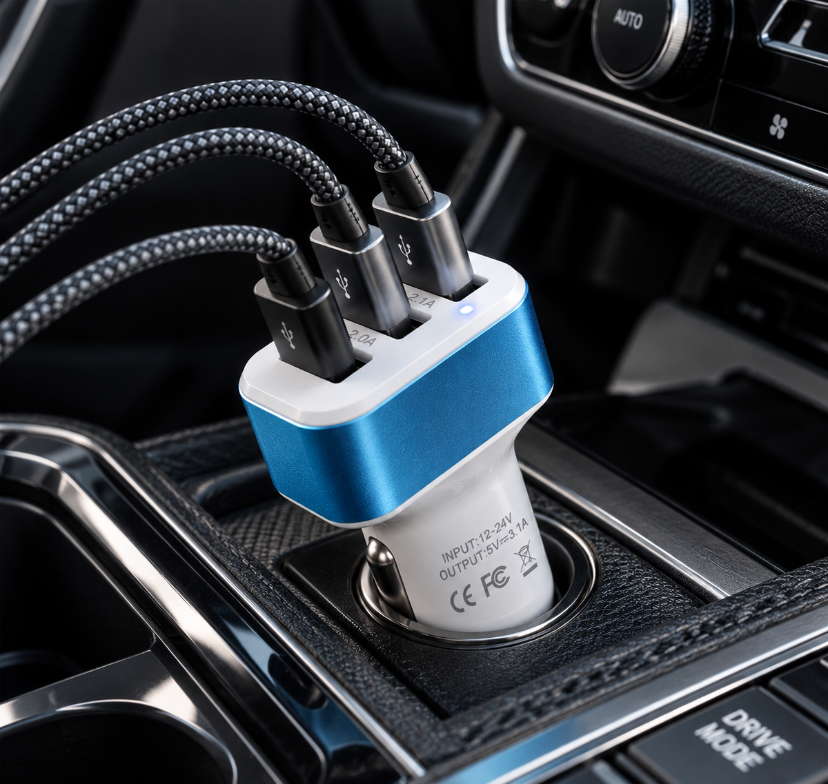 Adaptador 3 en 1 (2 USB y 2 x 12V)