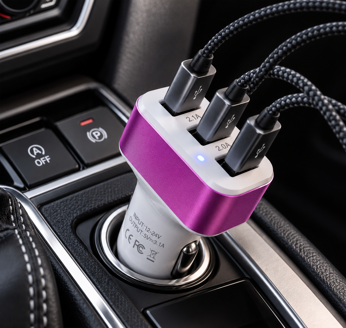 Adaptador 3 en 1 (2 USB y 2 x 12V)