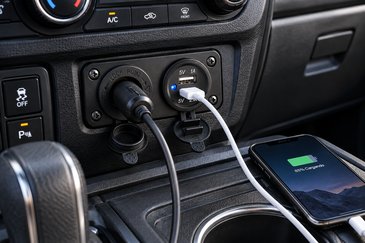Adaptador Toma 12V + USB x 2