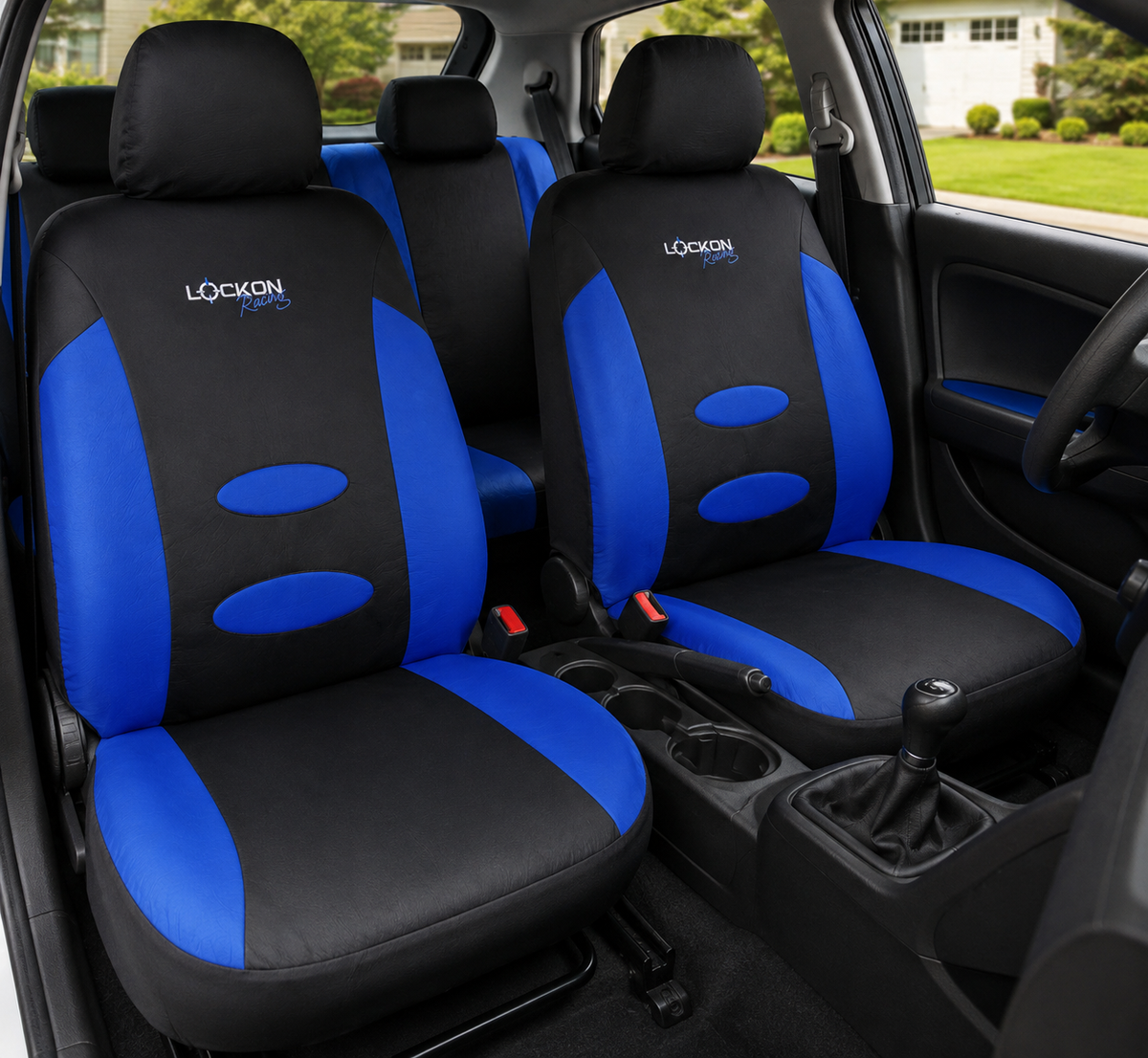 Set Fundas Simil Cuero Zm-10 Azul 13 pcs c/ cubre volante y cubre cinturon seg