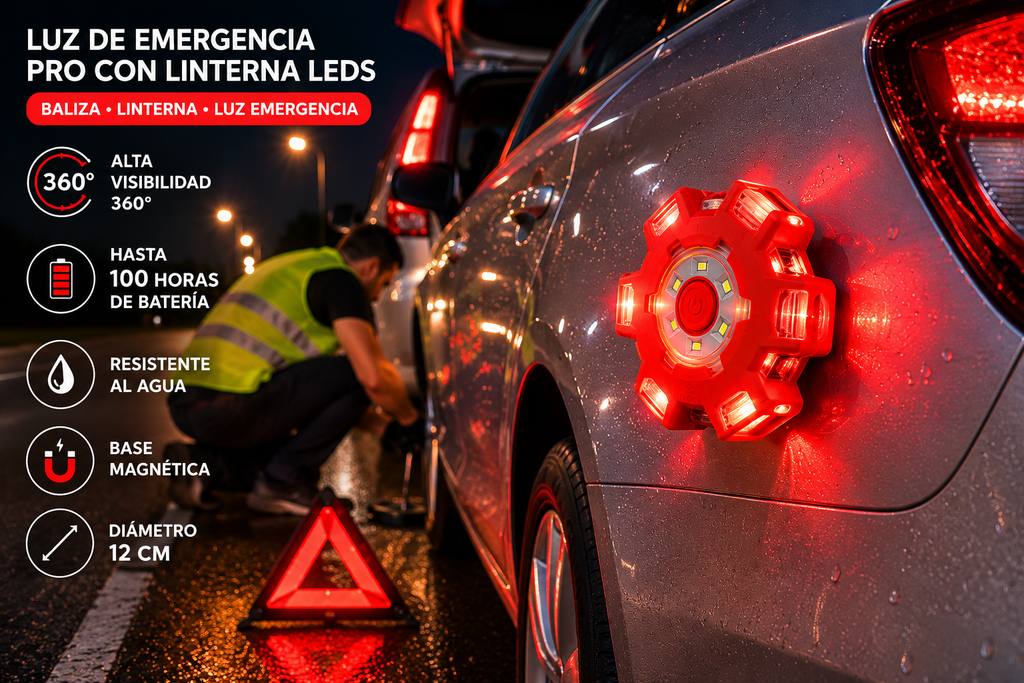 Luz de Emergencia Pro con Linterna Leds