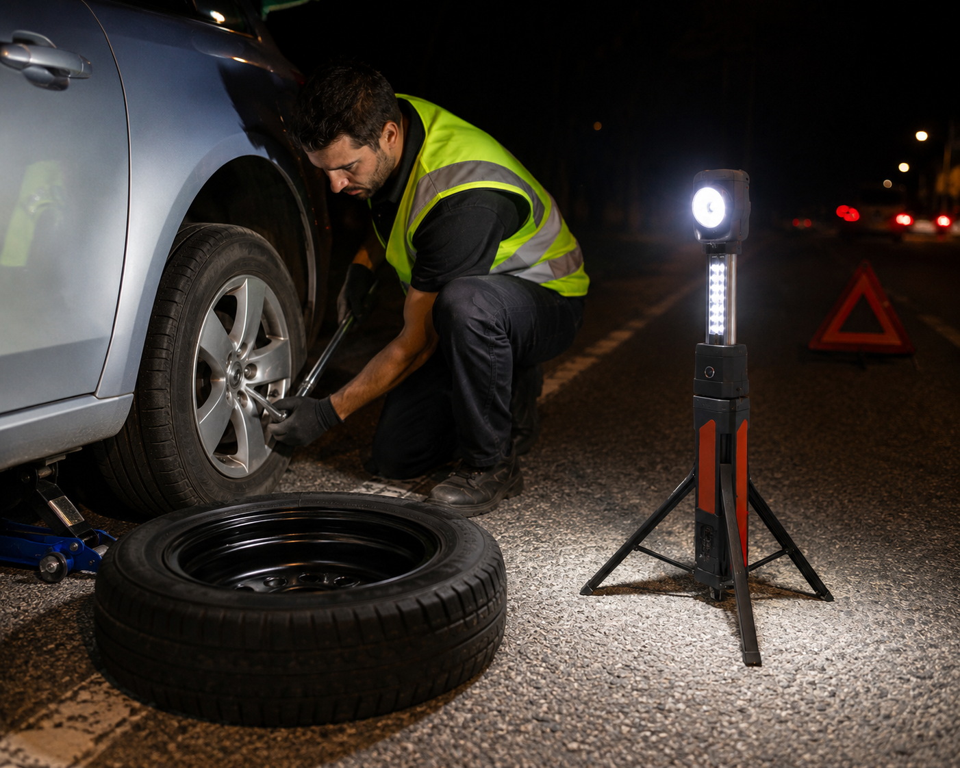 Linterna Recargable 12V Extensible con Tripode 30 + 1 LED