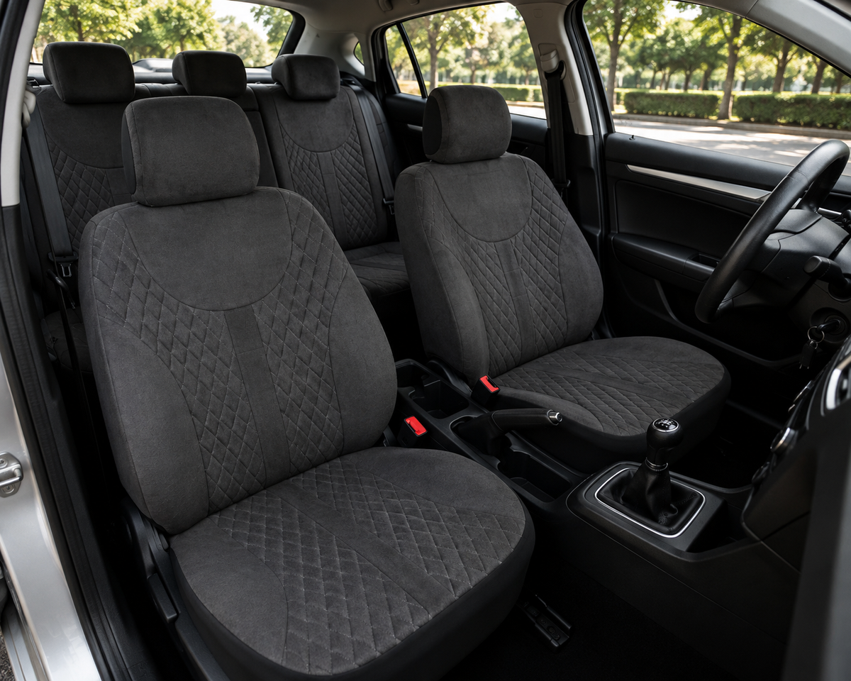Set Fundas Suede 13 Pcsc C/ Cubre Volante y Cubre Cinturon Seg