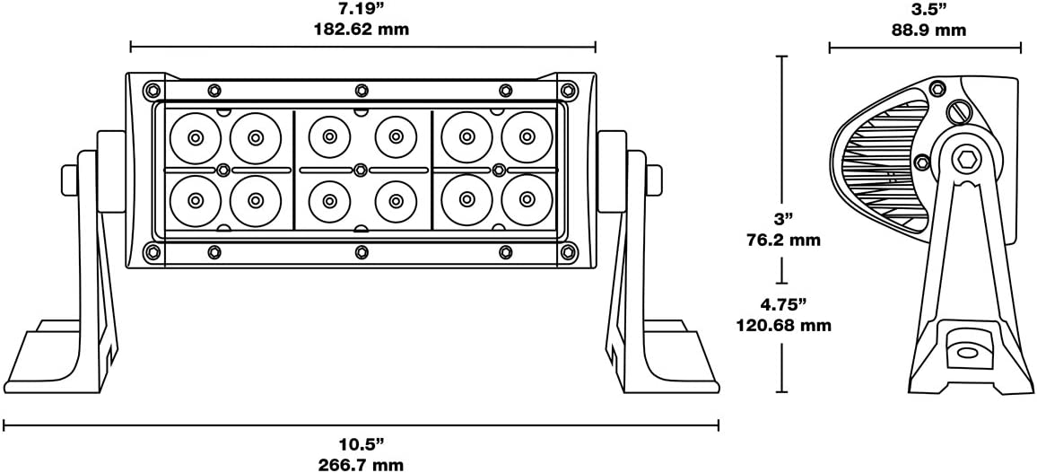 Barra Rectangular 12 Leds (spot Flood)