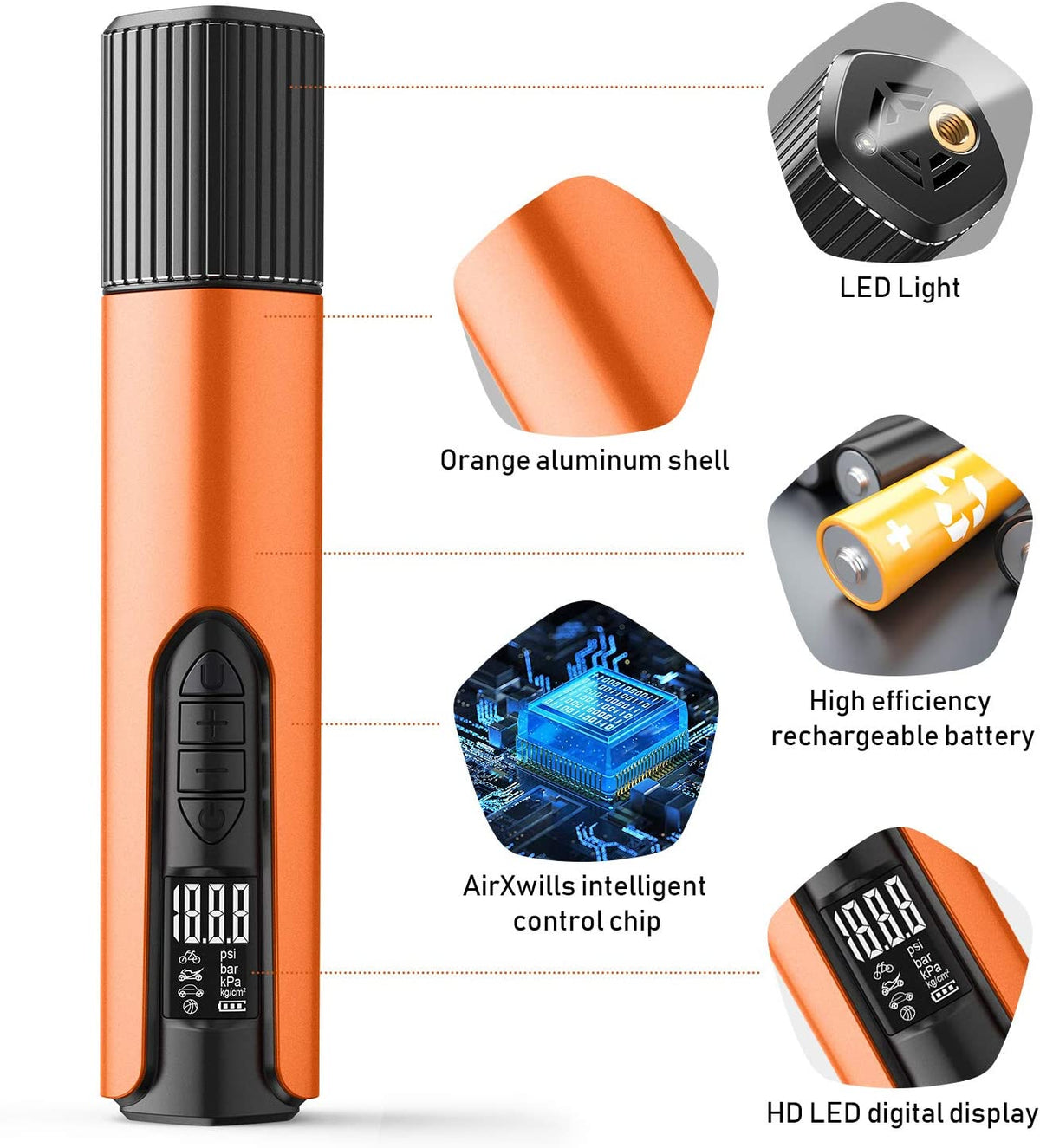 Compresor Inalambrico Tipo Cilindro-recargable C/Usb