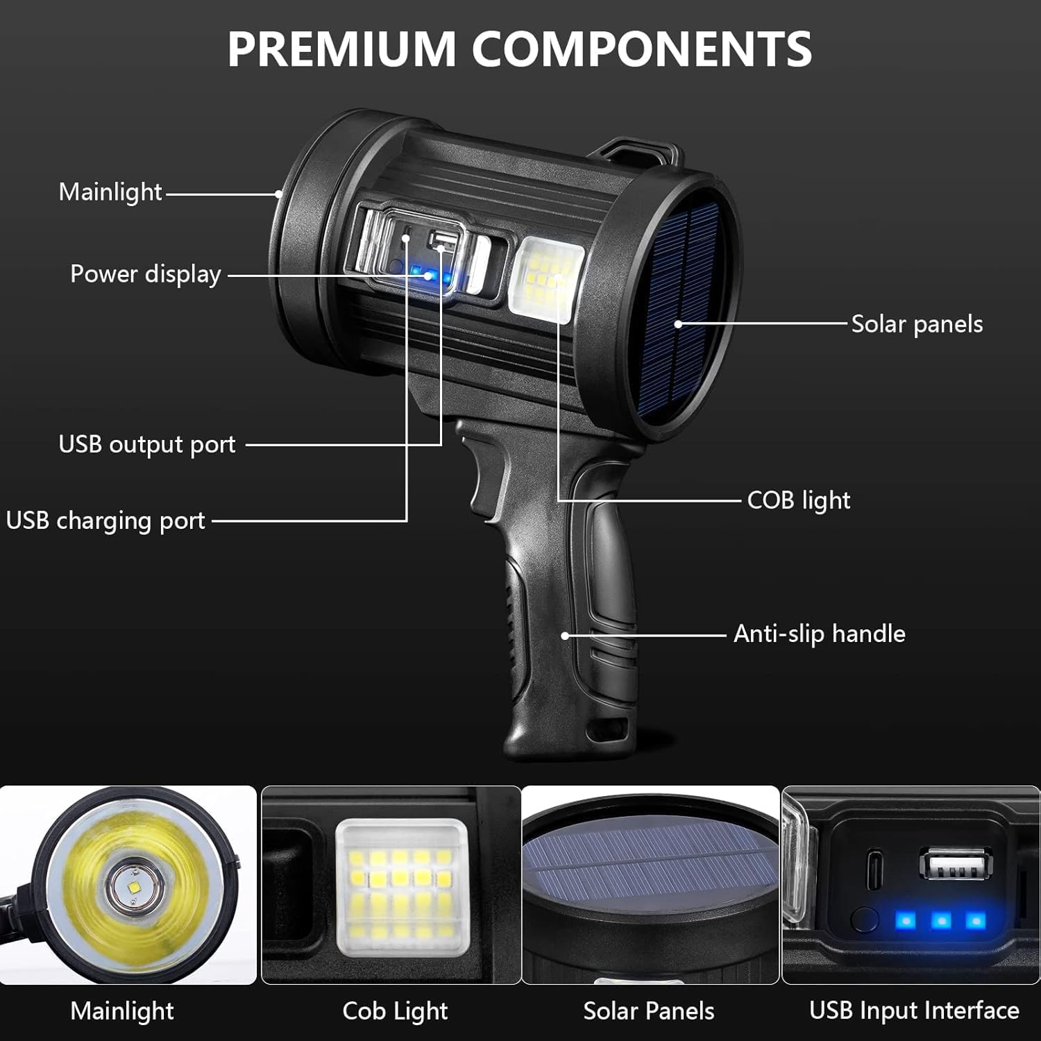 Faro Cazador LED Recargable Solar