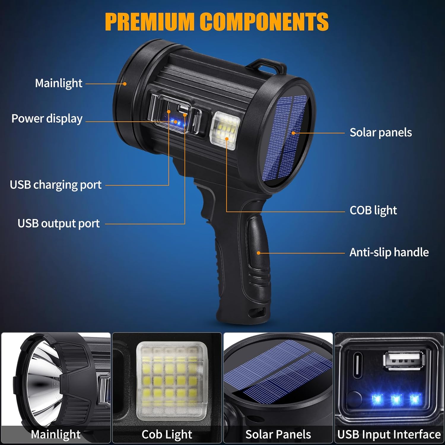 Faro Cazador LED Recargable Solar