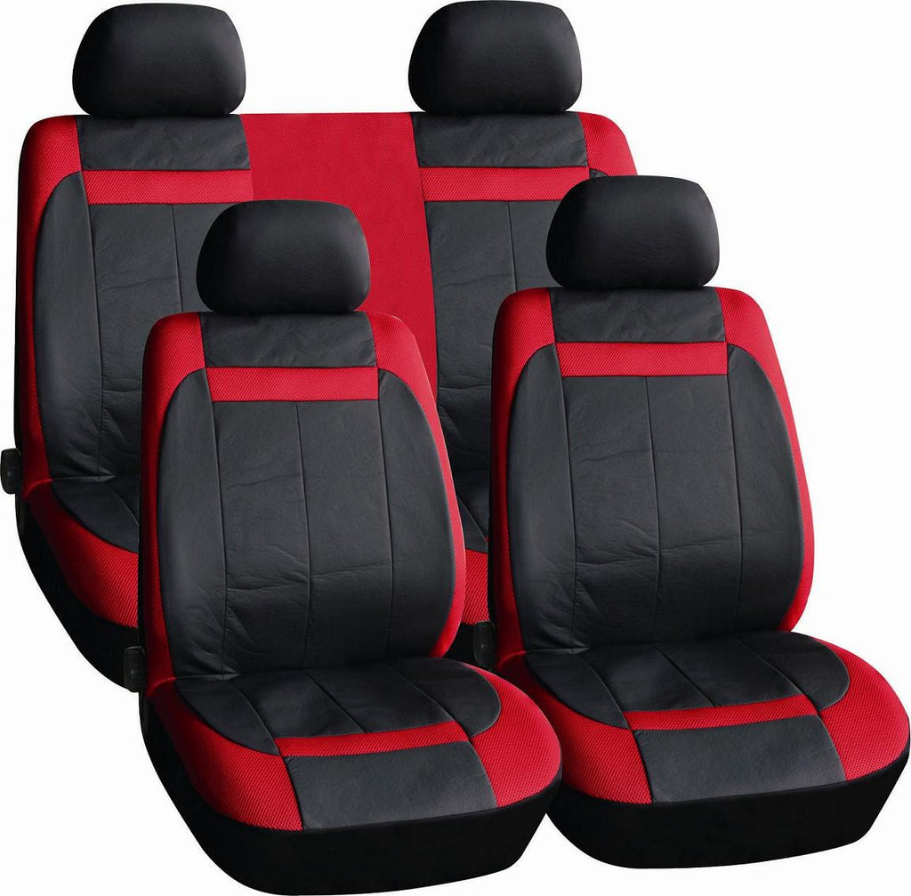 Set Fundas Simil Cuero B004 Rojo 13 pcs c/ cubre volante y cubre cinturon seg
