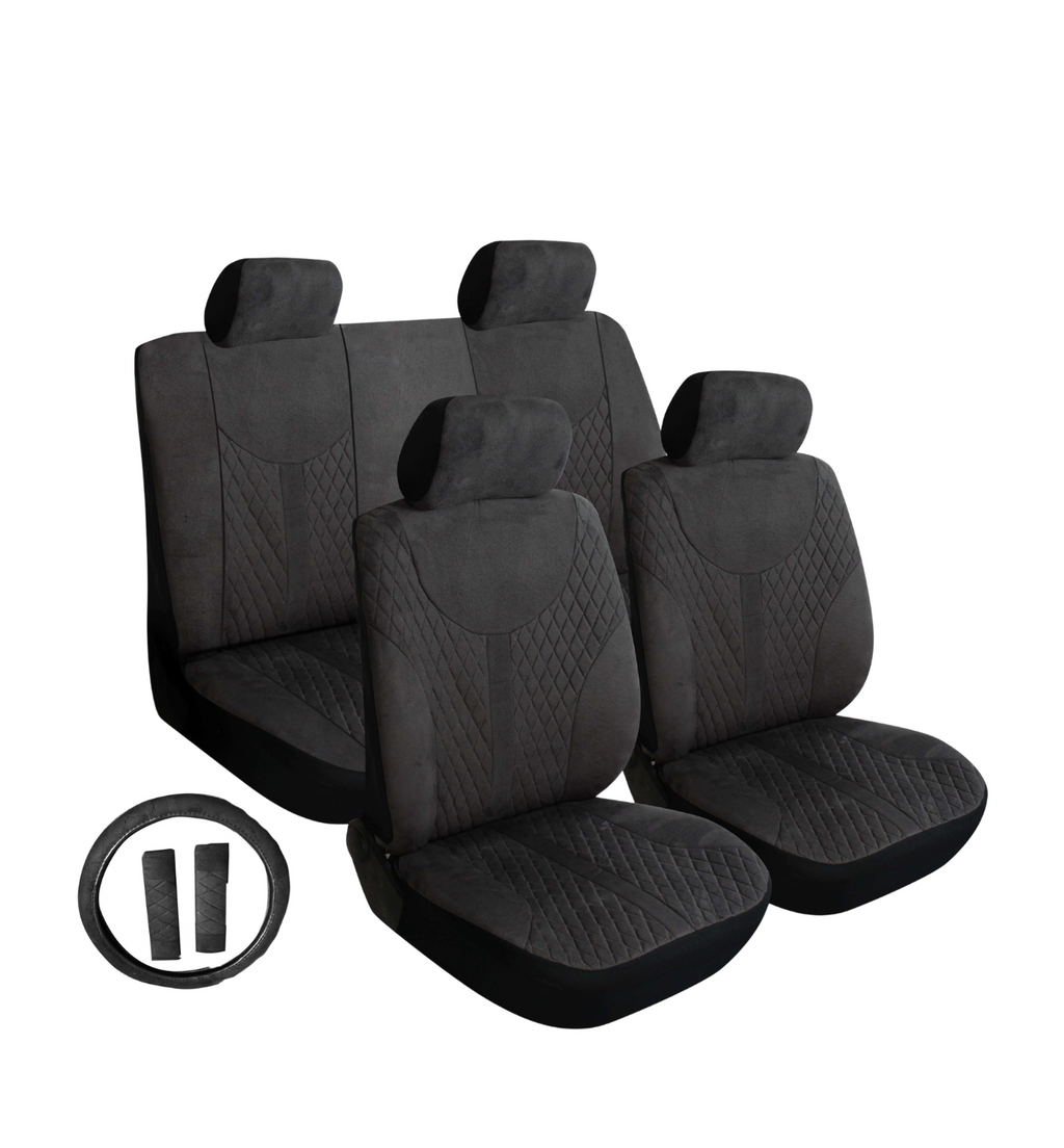 Set Fundas Suede 13 Pcsc C/ Cubre Volante y Cubre Cinturon Seg
