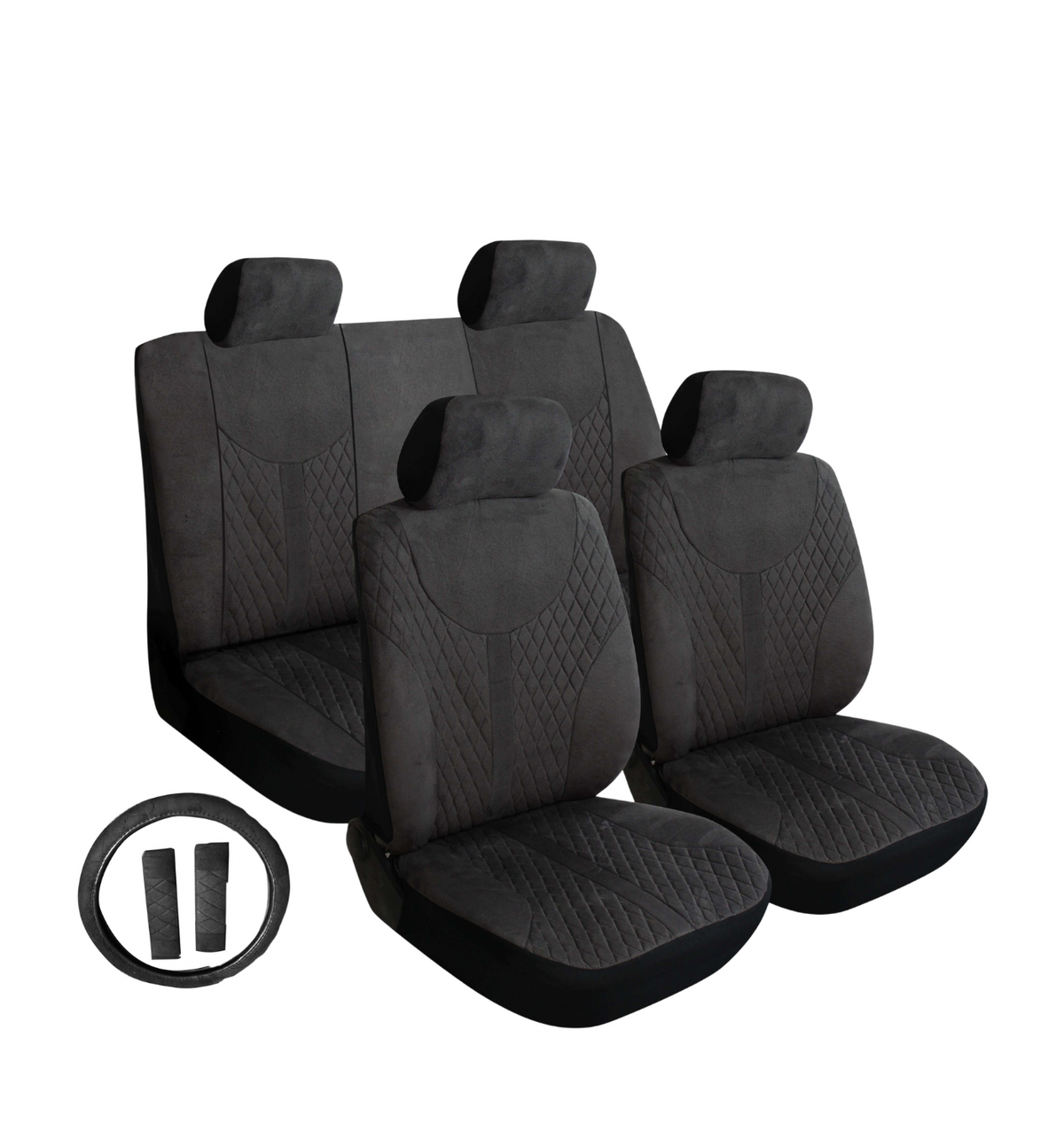 Set Fundas Suede 13 Pcsc C/ Cubre Volante y Cubre Cinturon Seg
