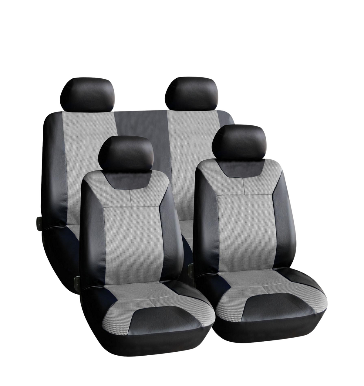 Set Fundas Simil Cuero B001 Gris 13 pcs c/ cubre volante y cubre cinturon seg