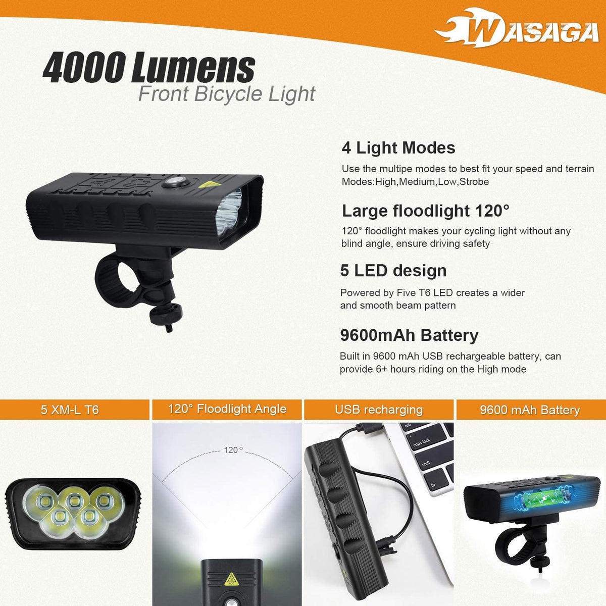 Luz Delantera Bici - Linterna - Power Bank