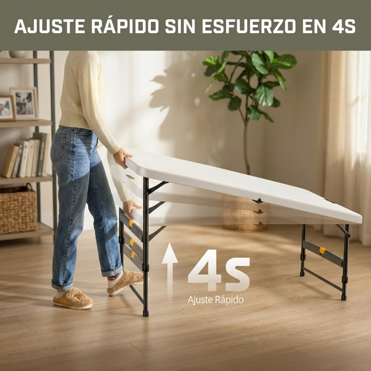 Mesa Plegable 120cm Altura Regulable